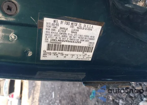 1995 Mercury Sable Gs from USA, damaged, VIN 1MELM50U9SA651205